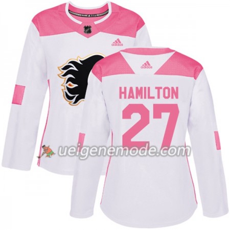 Dame Eishockey Calgary Flames Trikot Dougie Hamilton 27 Adidas 2017-2018 Weiß Pink Fashion Authentic